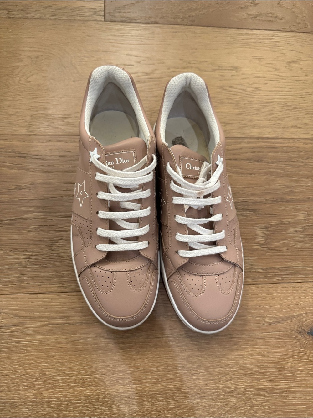 Dior Star Ors Calfskin Low Top Sneakers Sz 37 Dusty Pink